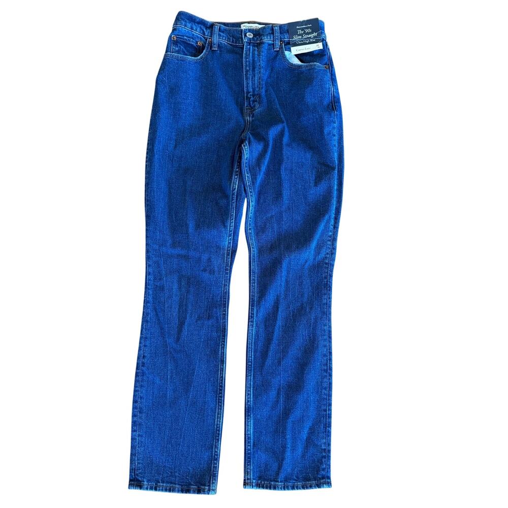 NWT Abercrombie & Fitch The 90s Slim Straight Jeans 28 6 Short Denim Curve Love